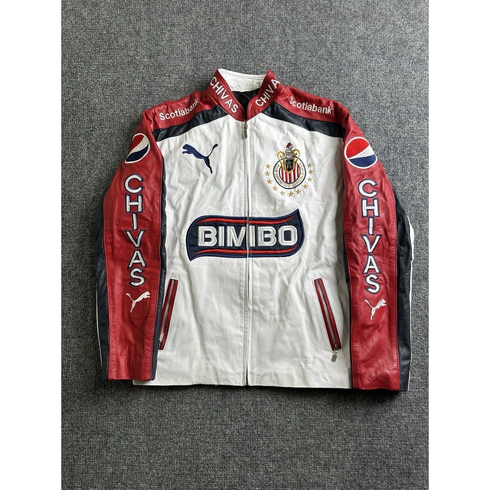 Womens Puma Chivas Guadalajara Leather Soccer Jacket Bimbo Tecate, Size XL
